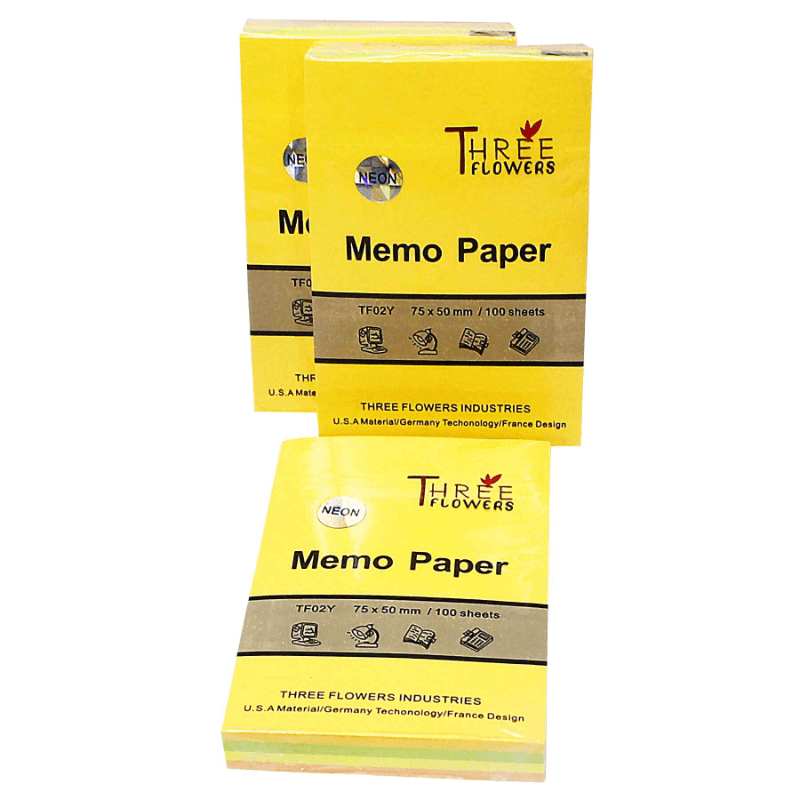 Post it Pad | Sticky Notes | 2x3 | Multi Neon Colors | Three Flowers TF-E2N (Pack Of 2)